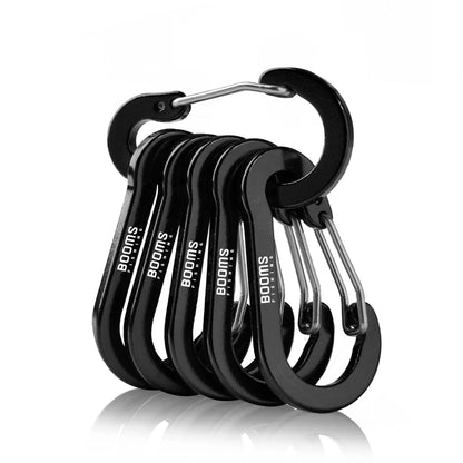 Karabiner-Set – 6-teilige Aluminium-Karabiner mit Clip-Verschluss, ideal für Camping, Klettern und Angeln