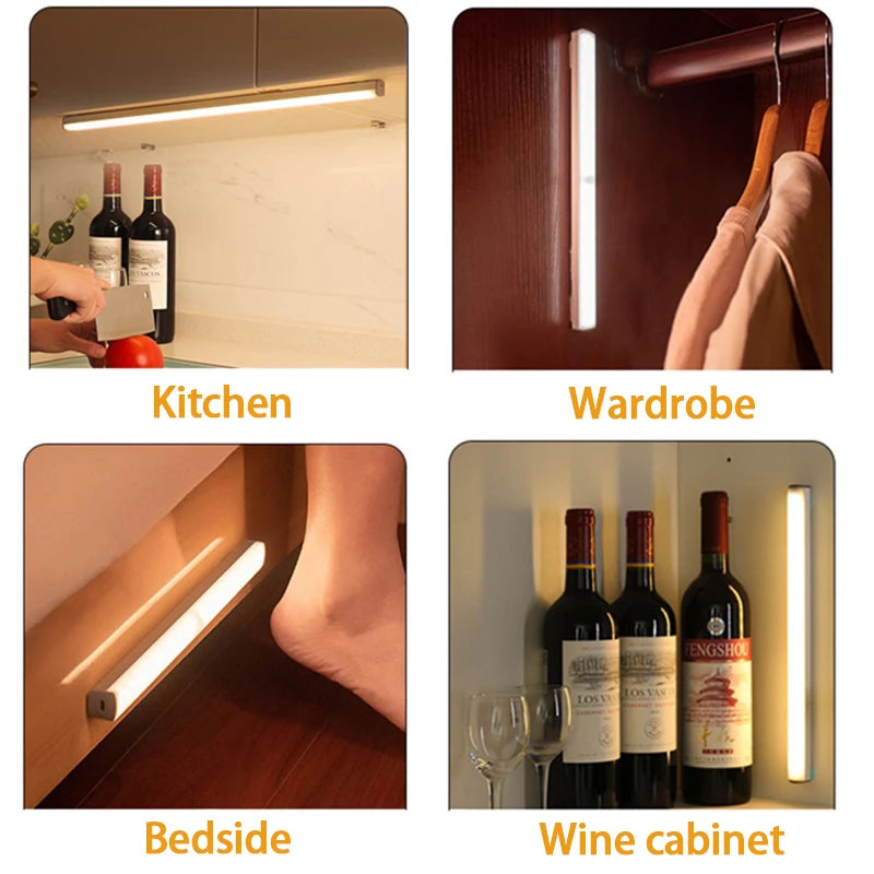 Kabelloses LED-Licht mit Bewegungssensor & USB-C – wiederaufladbar, ideal für Schrank, Küche, Treppe oder als Nachtlicht.