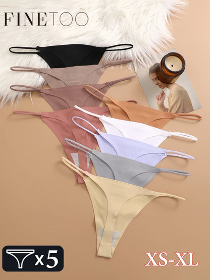 5er-Pack Nahtlose Ice-Silk Tangas – Bequeme Low-Waist Unterwäsche im T-Back-Design