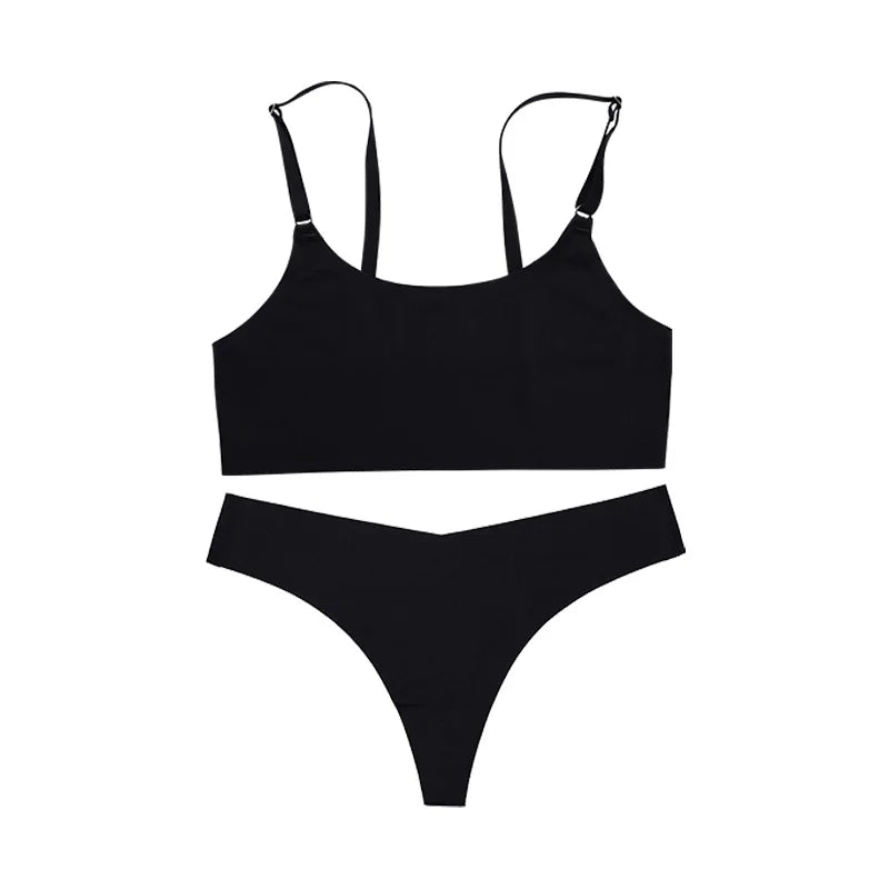 Nahtloses Ice-Silk Wäscheset – Bequemer, drahtloser BH & Slip im modernen Design