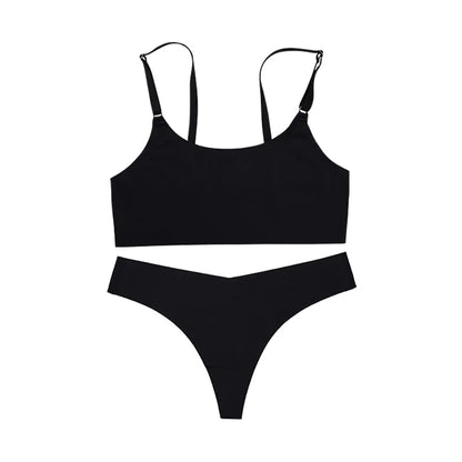 Nahtloses Ice-Silk Wäscheset – Bequemer, drahtloser BH & Slip im modernen Design