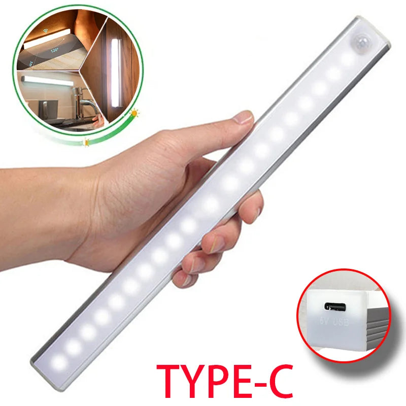 Kabelloses LED-Licht mit Bewegungssensor & USB-C – wiederaufladbar, ideal für Schrank, Küche, Treppe oder als Nachtlicht.