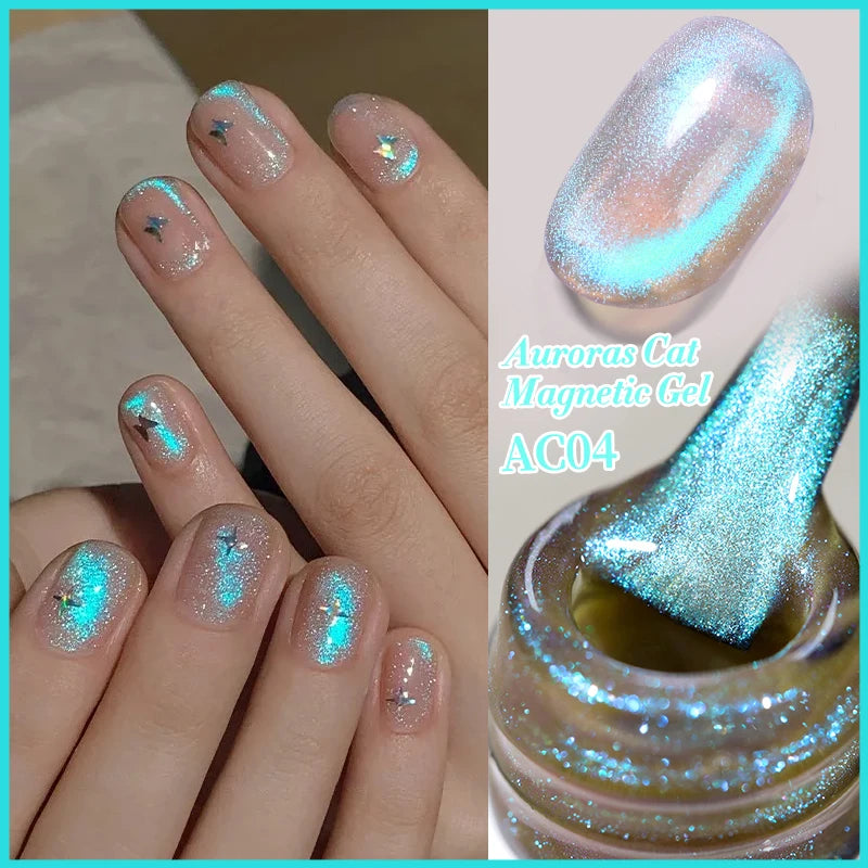 BORN PRETTY 10ml Aurora Cat Eye Gel – magnetischer Glanz mit märchenhaftem Schimmer, UV-Soak-Off für funkelnde Nail-Art-Looks.