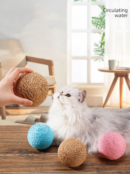 10 cm großer Sisal-Kratzball für Katzen – interaktiv, mit Sound und ideal zur Zahnpflege, Krallenpflege und spielerischen Beschäftigung.