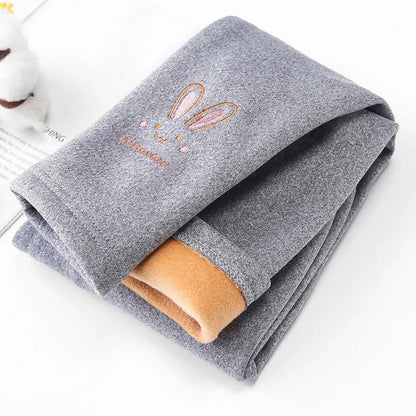 Kinder Thermo-Leggings – Weiche Fleece-Leggings mit Hasenmotiv für Mädchen, warm und modisch