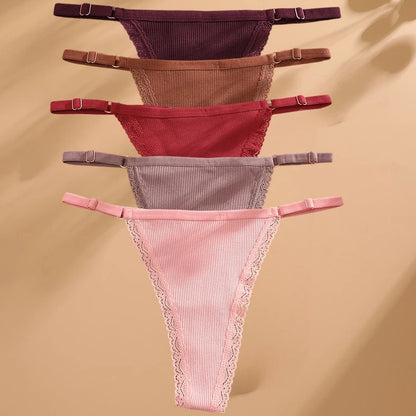 5er-Pack Baumwoll-Tangas – Bequeme, verstellbare Unterwäsche im T-Back-Design