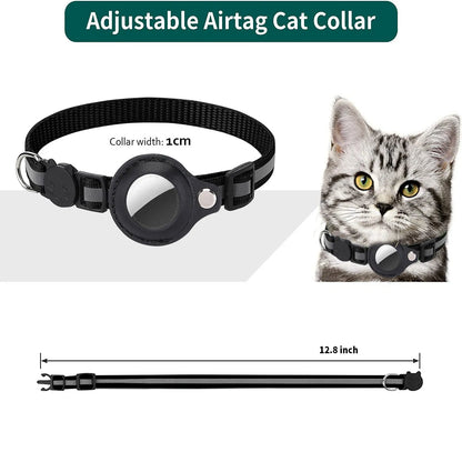 AirTag Katzenhalsband – Verstellbares, reflektierendes Sicherheitsband mit AirTag-Halterung und Glöckchen