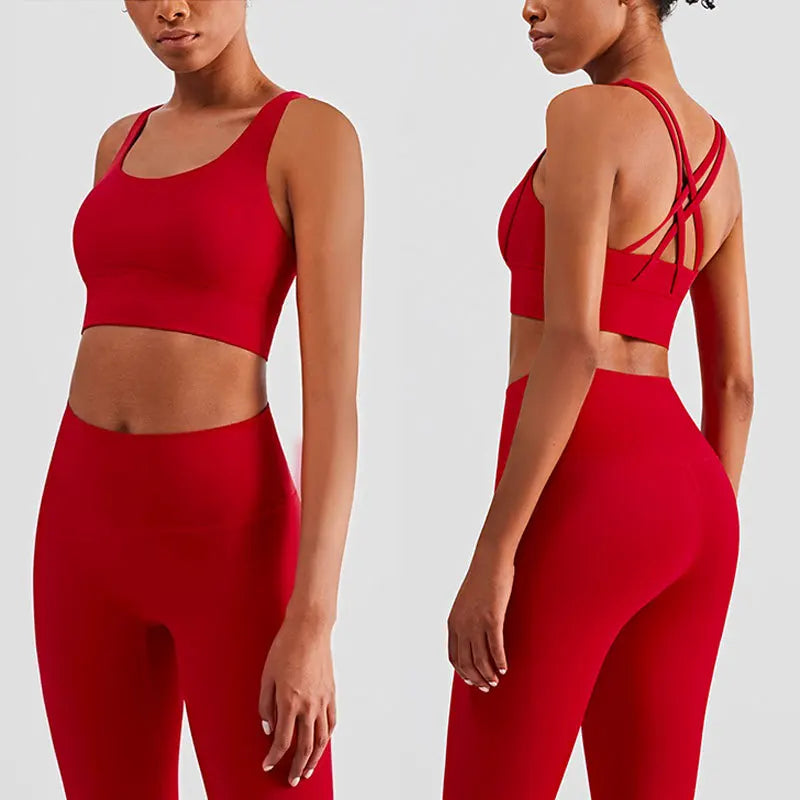 Conjunto de fitness de 2 piezas con sujetador deportivo tipo push-up y leggings – cómodo, de soporte e ideal para el gimnasio, yoga o pilates.