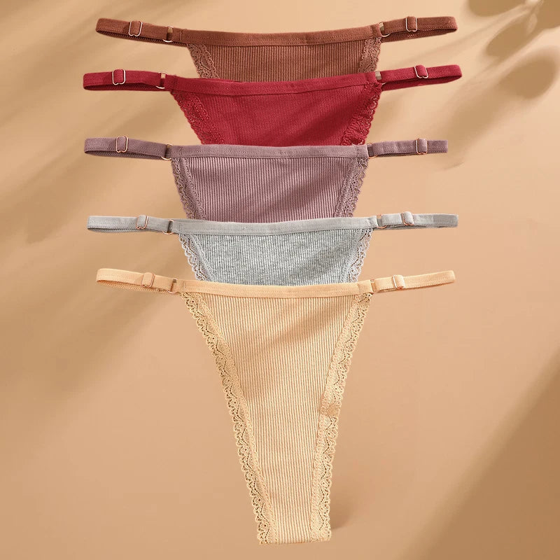 5er-Pack Baumwoll-Tangas – Bequeme, verstellbare Unterwäsche im T-Back-Design