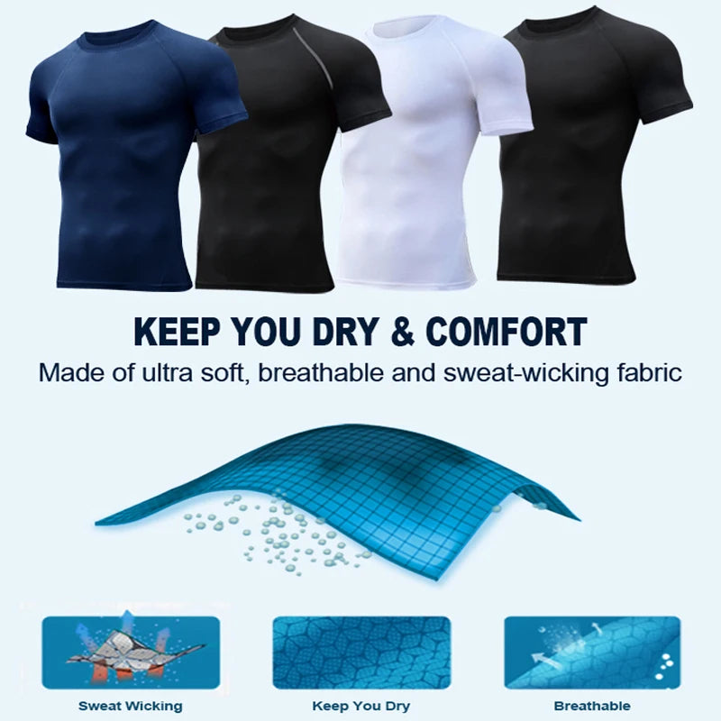 Kompressionsshirt mit Print und kurzen Ärmeln – schnelltrocknend, atmungsaktiv und perfekt für Gym, Training oder als Baselayer.