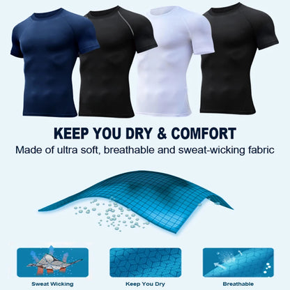 Kompressionsshirt mit Print und kurzen Ärmeln – schnelltrocknend, atmungsaktiv und perfekt für Gym, Training oder als Baselayer.