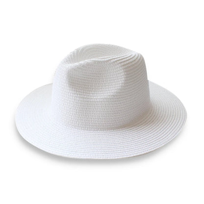 Großer Panama-Strohhut mit breiter Krempe – unisex, luftig und ideal für Sommer, Strand & UV-Schutz mit stilvollem Fedora-Design.