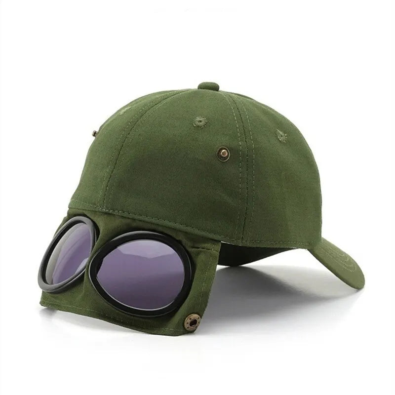 Aviator Baseball Cap mit integriertem Brillen-Design – auffälliger Unisex-Style für Sonne und Straße.