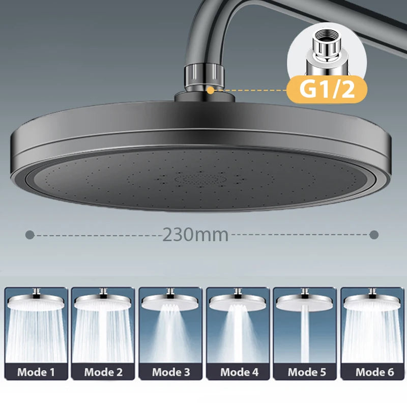 Regendusche mit 6 Strahlarten und Filter – hoher Wasserdruck, vielseitig einstellbar und ideal für ein entspannendes Duscherlebnis.